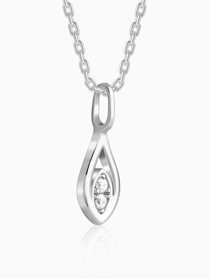 Silver Tear Drop Pendant With Link Chain
