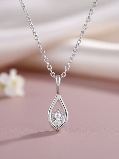 Silver Tear Drop Pendant With Link Chain