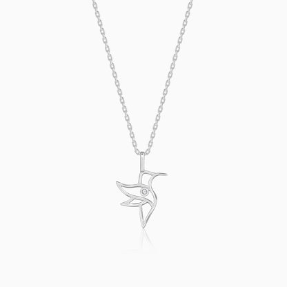 Silver Hummingbird Pendant With Link Chain