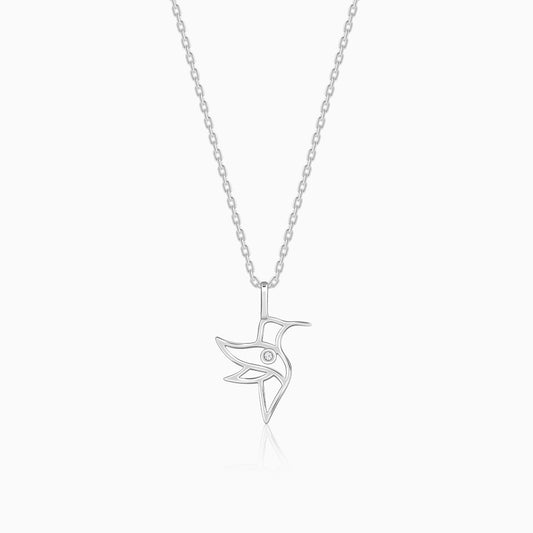 Silver Hummingbird Pendant With Link Chain