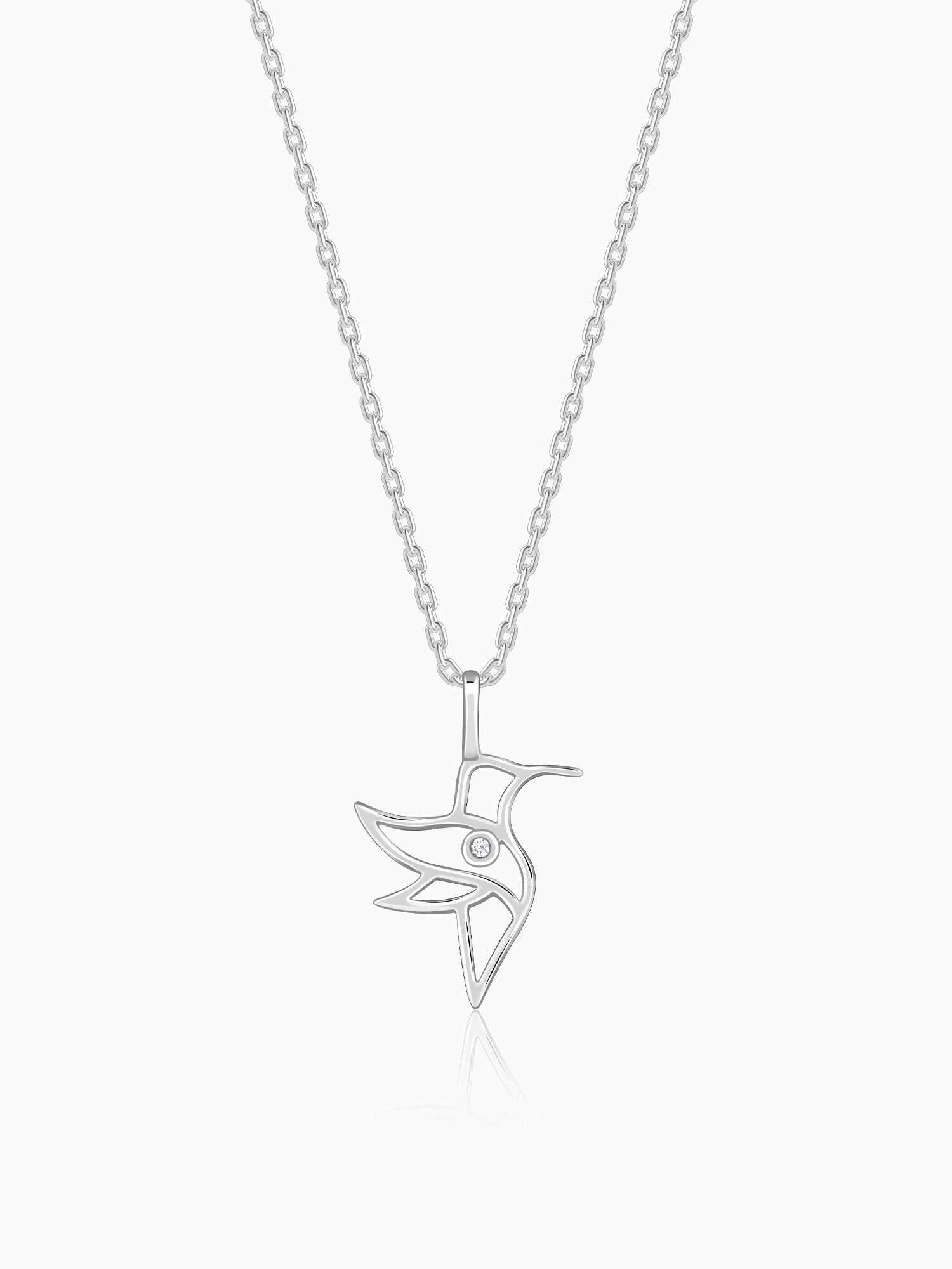 Silver Hummingbird Pendant With Link Chain
