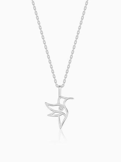 Silver Hummingbird Pendant With Link Chain