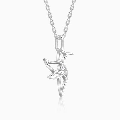 Silver Hummingbird Pendant With Link Chain