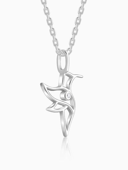 Silver Hummingbird Pendant With Link Chain