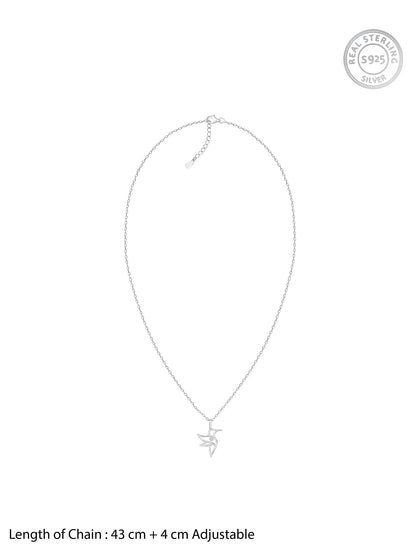 Silver Hummingbird Pendant With Link Chain