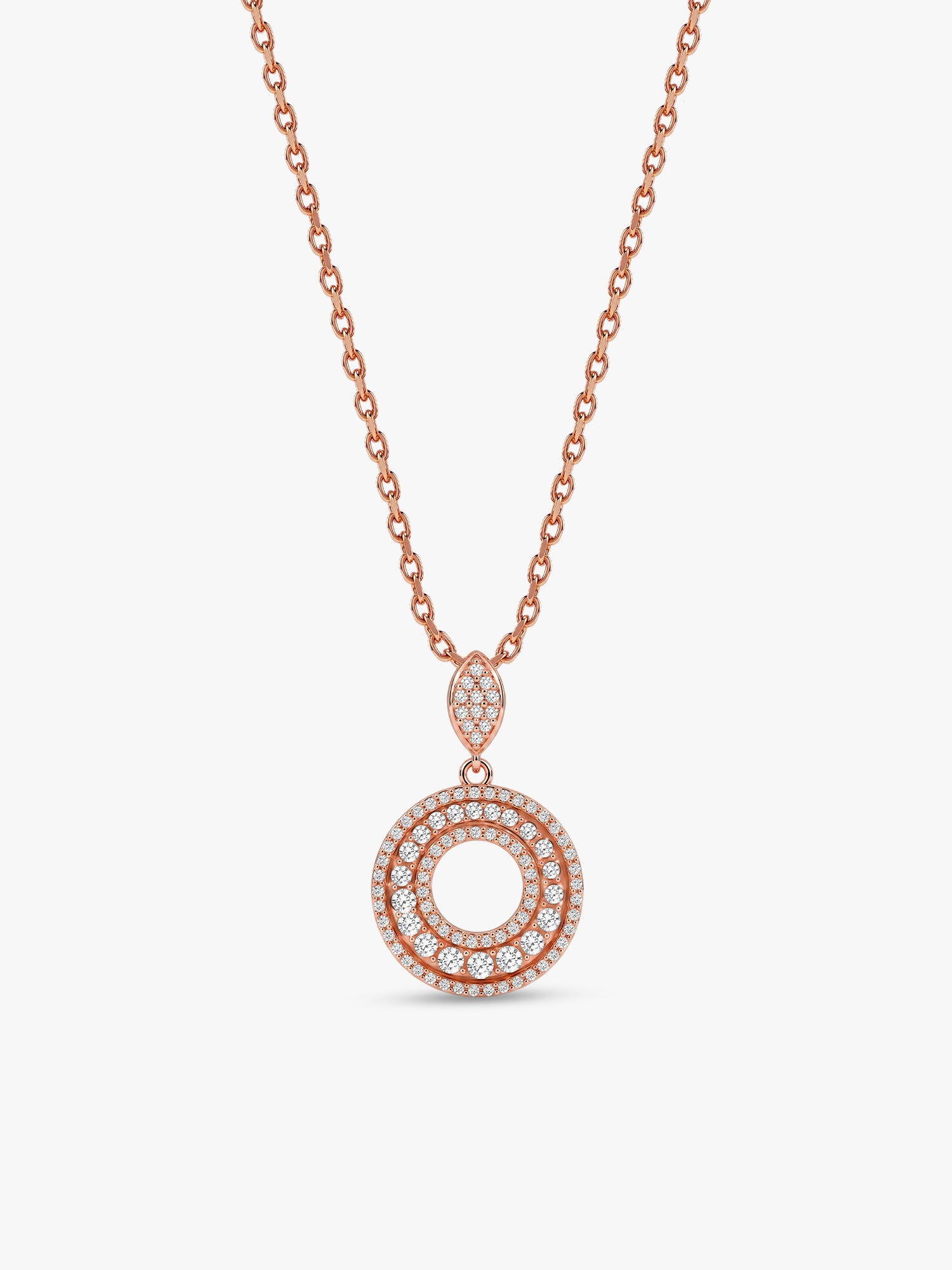 Rose Gold Classic Pendant With Link Chain