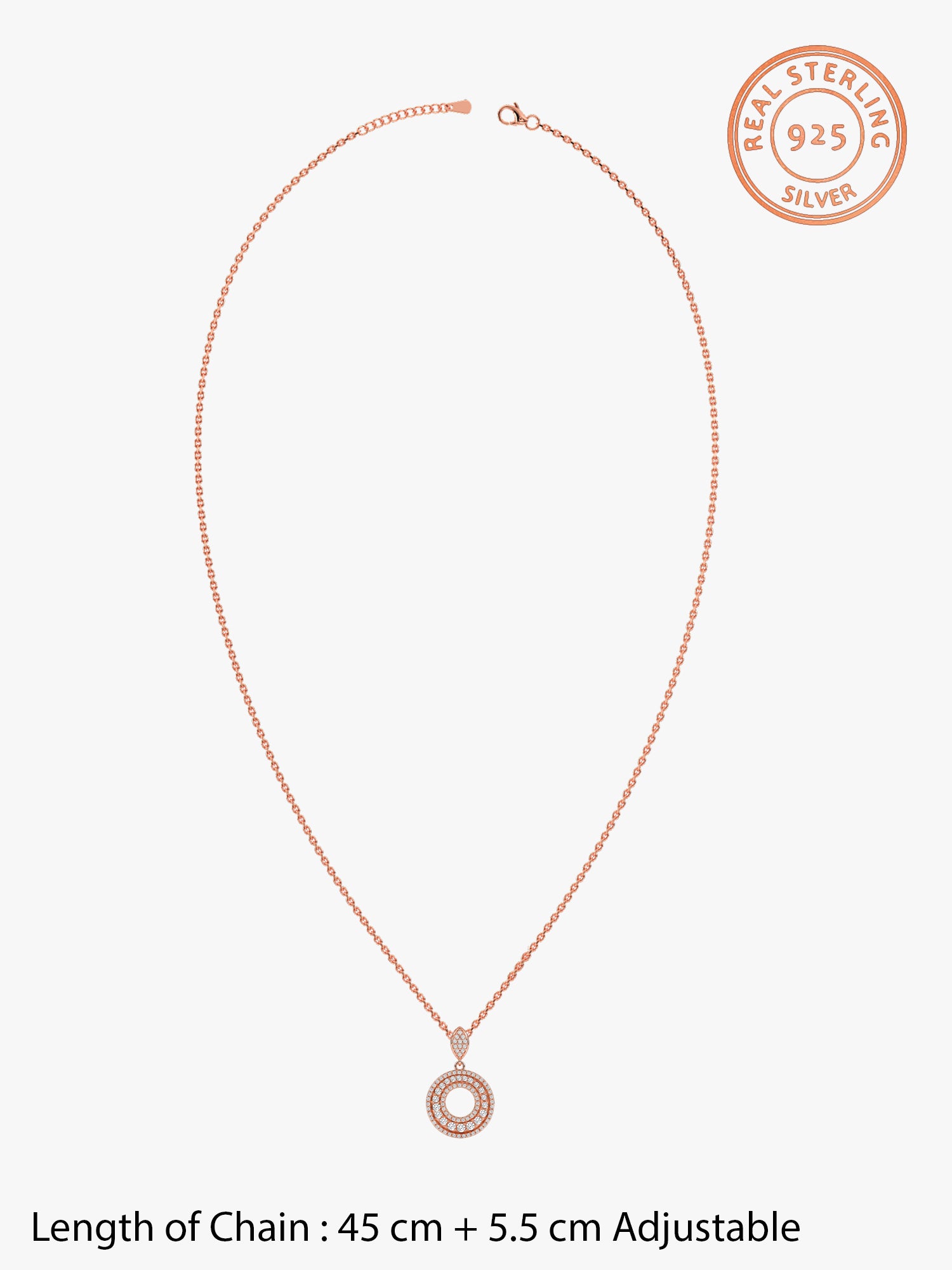 Rose Gold Classic Pendant With Link Chain