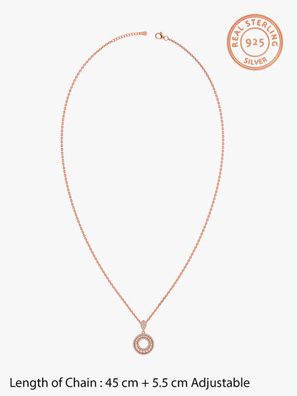 Rose Gold Classic Pendant With Link Chain