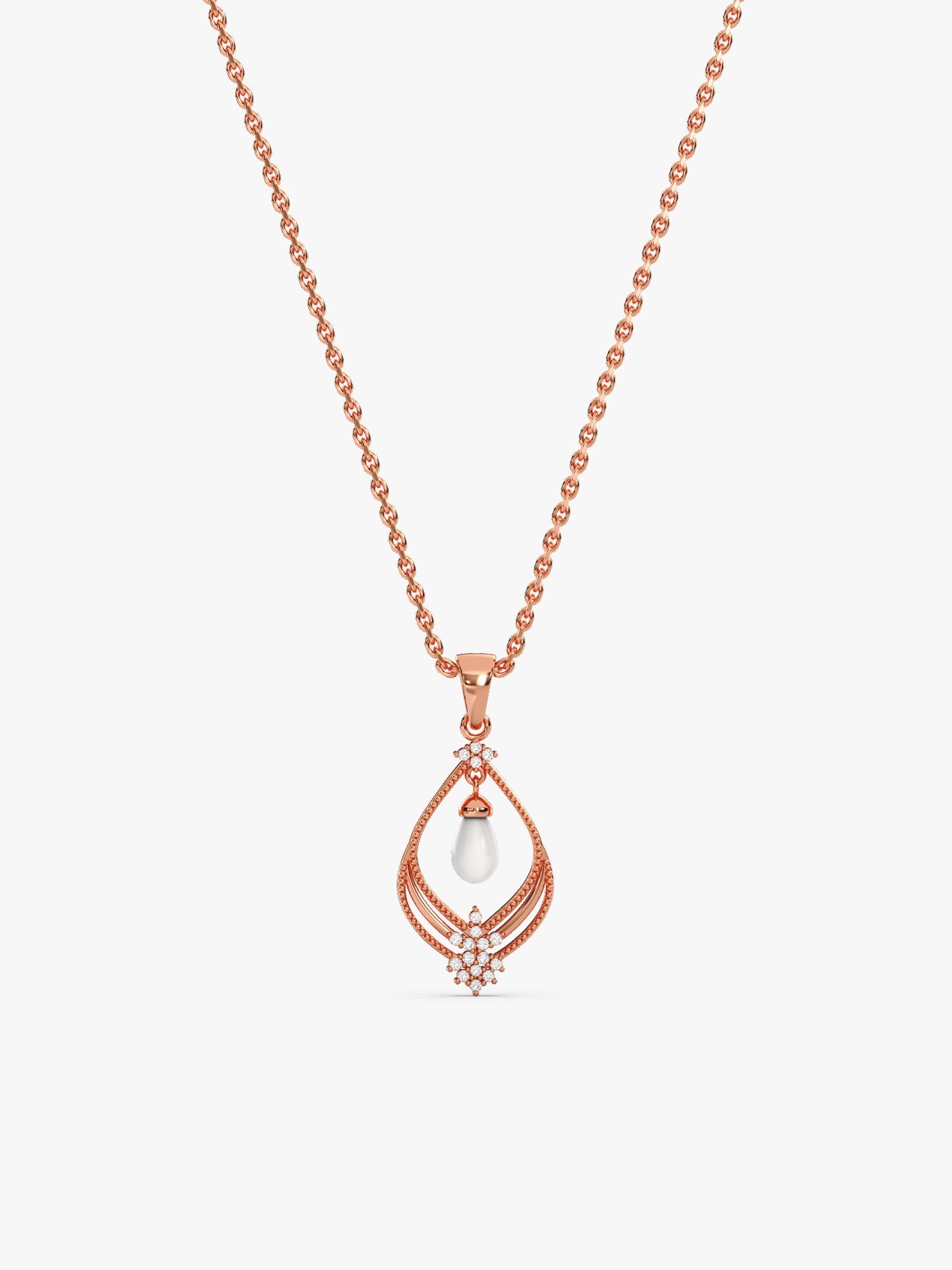 Rose Gold Princess Pearl Pendant With Link Chain