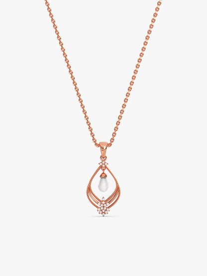 Rose Gold Princess Pearl Pendant With Link Chain