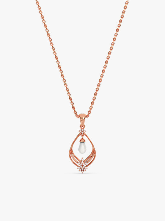 Rose Gold Princess Pearl Pendant With Link Chain