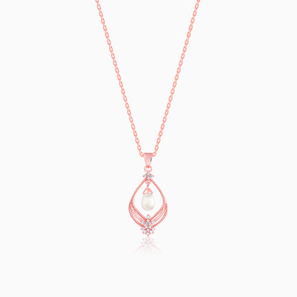 Rose Gold Princess Pearl Pendant With Link Chain