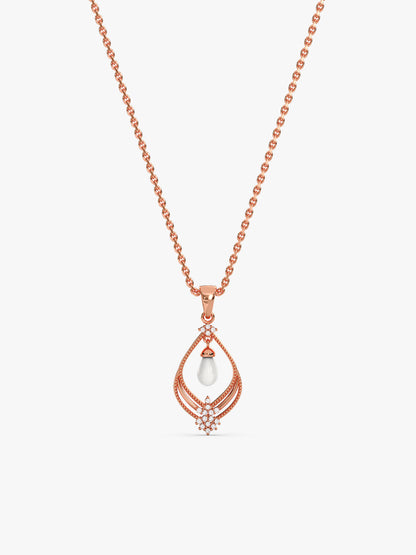 Rose Gold Princess Pearl Pendant With Link Chain