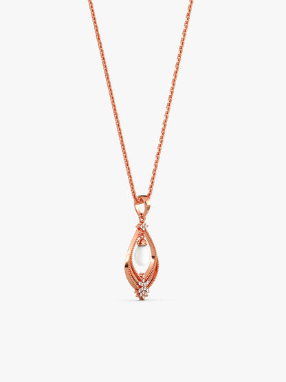 Rose Gold Princess Pearl Pendant With Link Chain