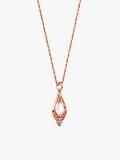 Rose Gold Princess Pearl Pendant With Link Chain