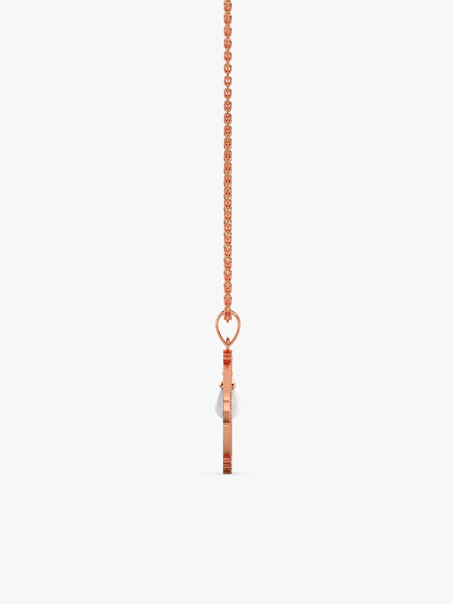 Rose Gold Princess Pearl Pendant With Link Chain
