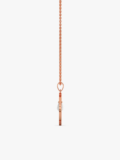 Rose Gold Princess Pearl Pendant With Link Chain