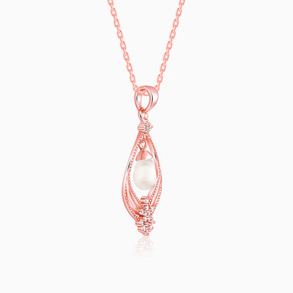 Rose Gold Princess Pearl Pendant With Link Chain
