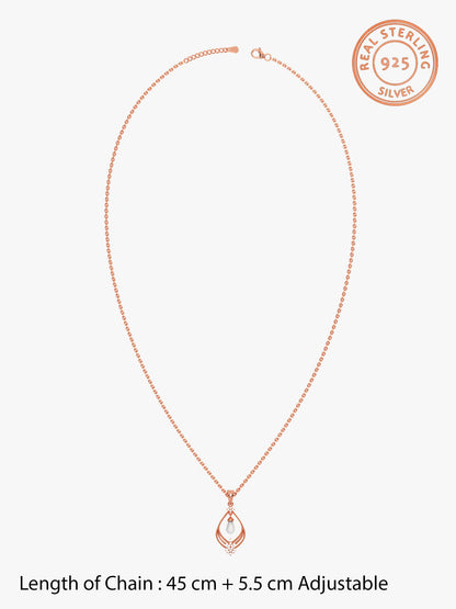 Rose Gold Princess Pearl Pendant With Link Chain