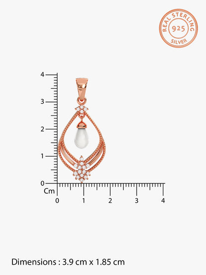 Rose Gold Princess Pearl Pendant With Link Chain