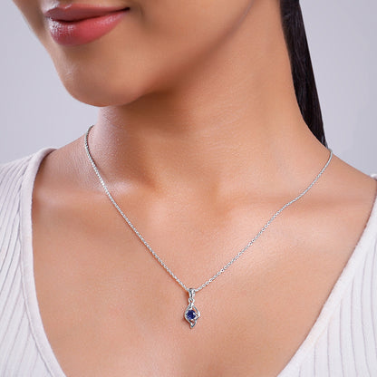 Silver Azure Leaf Pendant With Link Chain