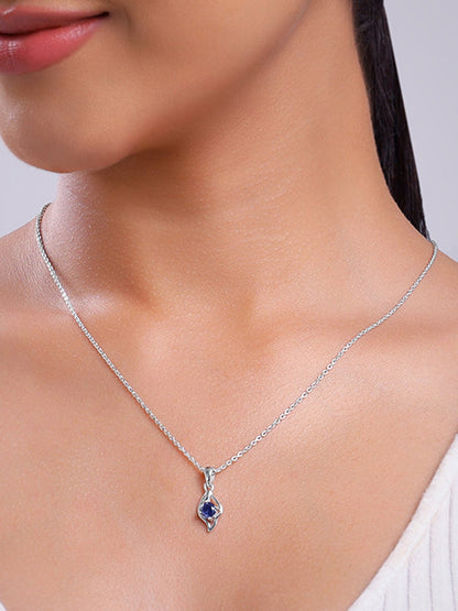 Silver Azure Leaf Pendant With Link Chain
