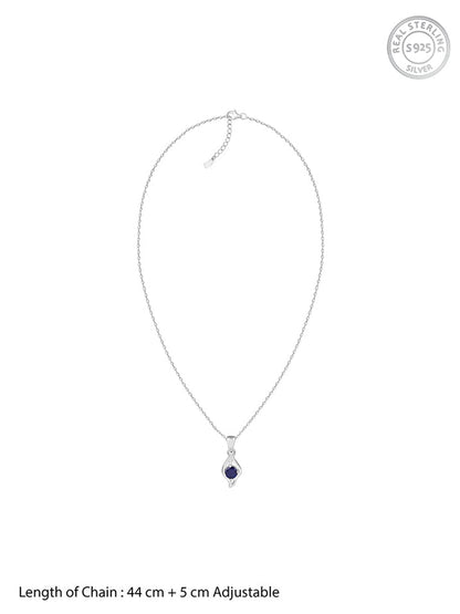 Silver Azure Leaf Pendant With Link Chain