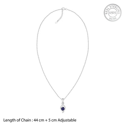 Silver Azure Leaf Pendant With Link Chain