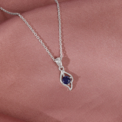 Silver Azure Leaf Pendant With Link Chain