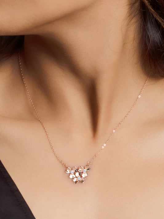 Rose Gold Blooming Flower Necklace