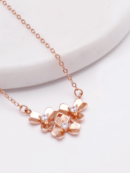 Rose Gold Blooming Flower Necklace
