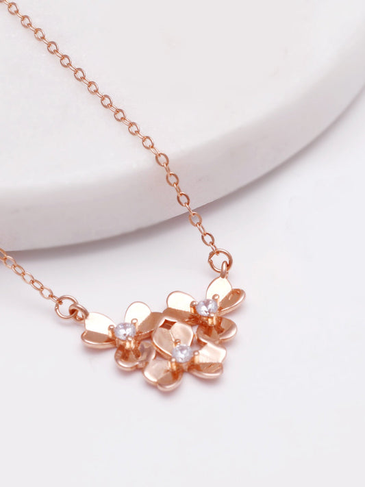 Rose Gold Blooming Flower Necklace