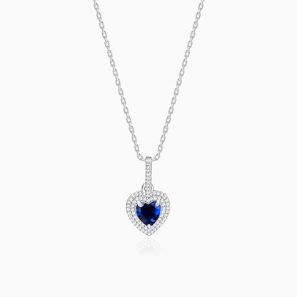 Silver Royal Heart Pendant With Link Chain