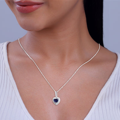 Silver Royal Heart Pendant With Link Chain