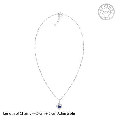 Silver Royal Heart Pendant With Link Chain