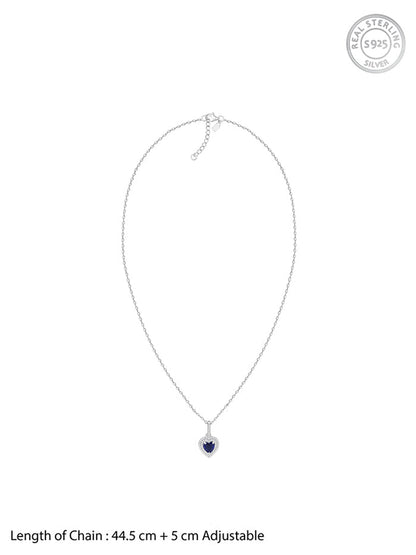 Silver Royal Heart Pendant With Link Chain