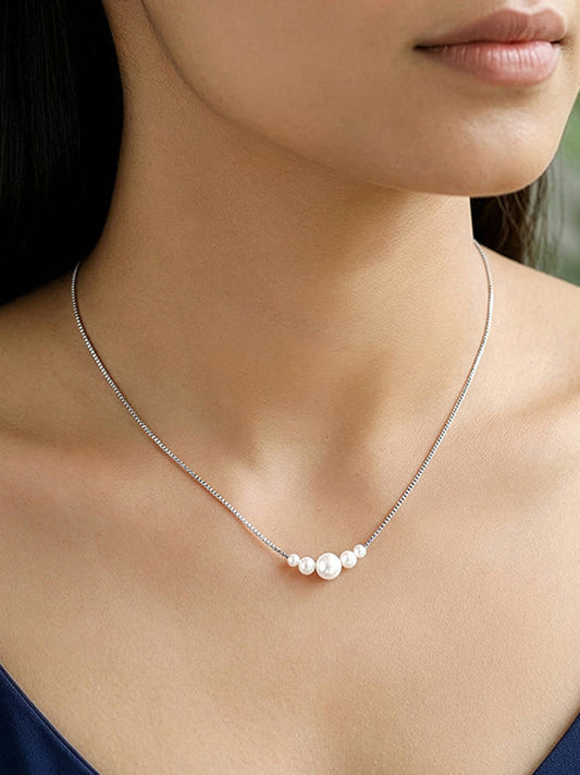 Silver Still Pearl Necklace