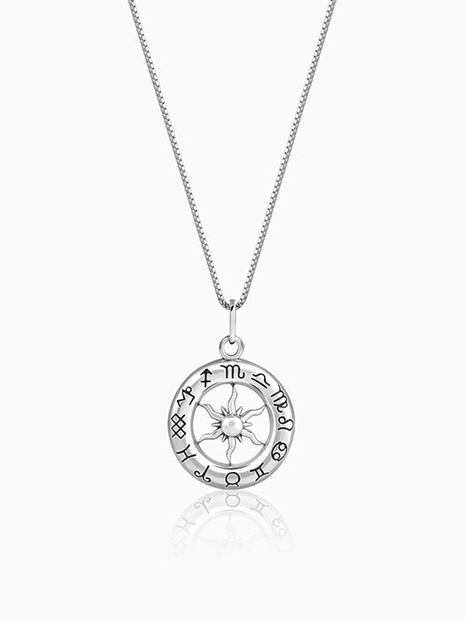 Oxidised Silver AstroHalo Pendant With Box Chain For Him