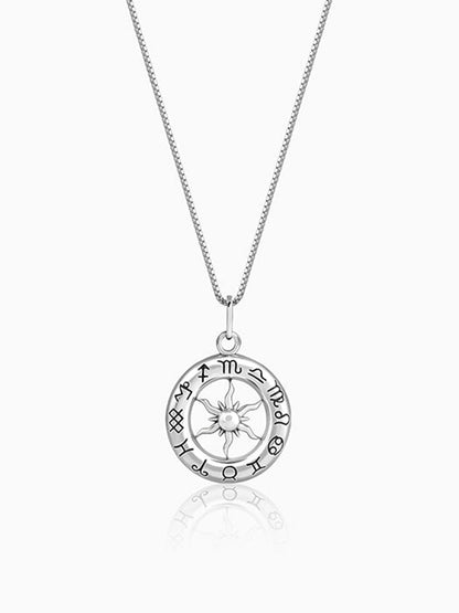Oxidised Silver AstroHalo Pendant With Box Chain For Him