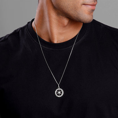 Oxidised Silver AstroHalo Pendant With Box Chain For Him
