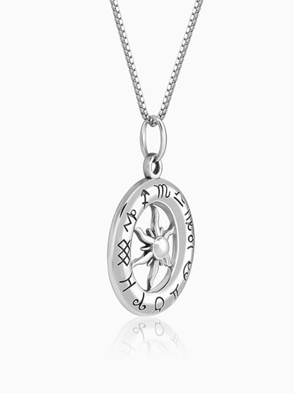 Oxidised Silver AstroHalo Pendant With Box Chain For Him