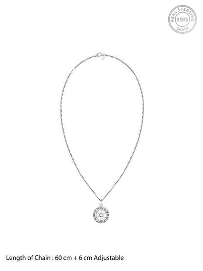 Oxidised Silver AstroHalo Pendant With Box Chain For Him