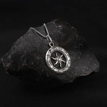 Oxidised Silver AstroHalo Pendant With Box Chain For Him