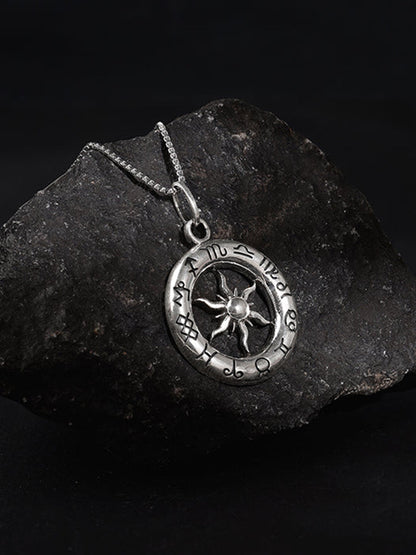 Oxidised Silver AstroHalo Pendant With Box Chain For Him
