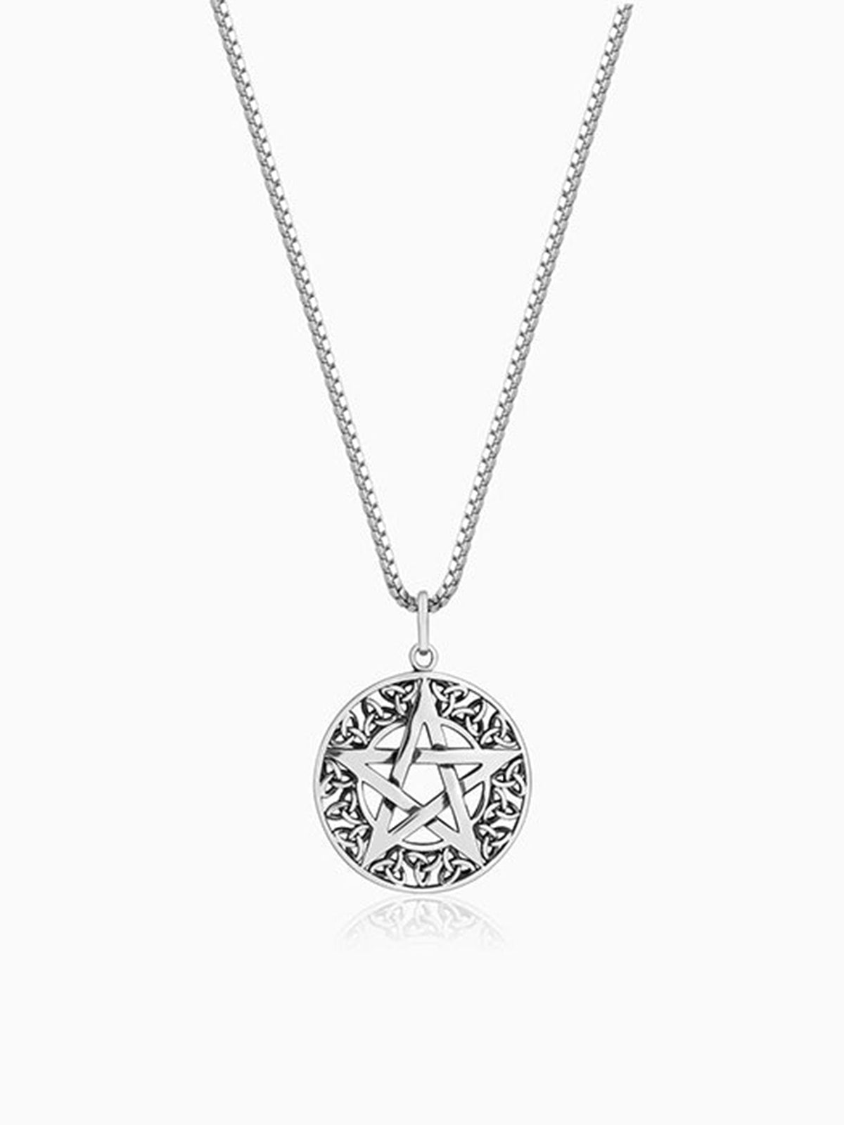 Oxidised Silver Star Pendant With Box Chain For Him