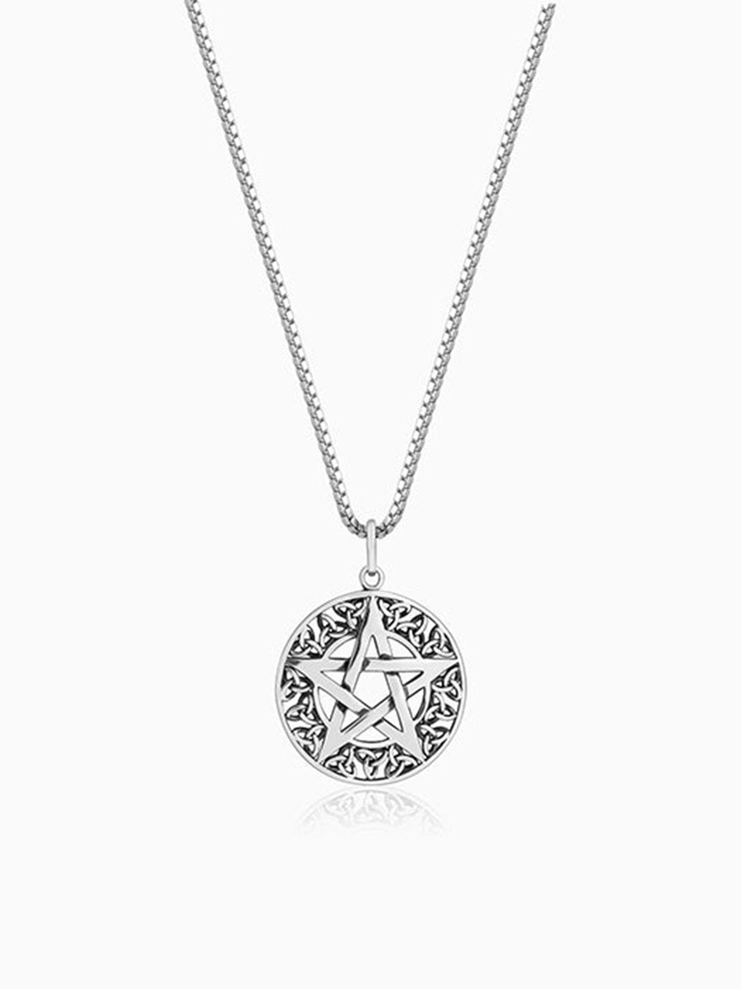 Oxidised Silver Star Pendant With Box Chain For Him
