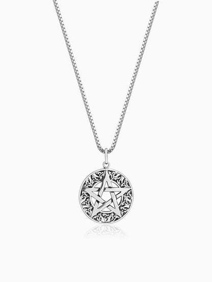 Oxidised Silver Star Pendant With Box Chain For Him