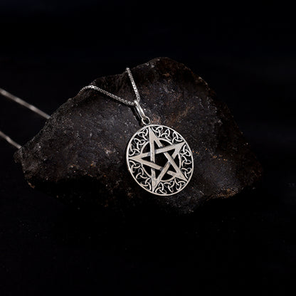 Oxidised Silver Star Pendant With Box Chain For Him