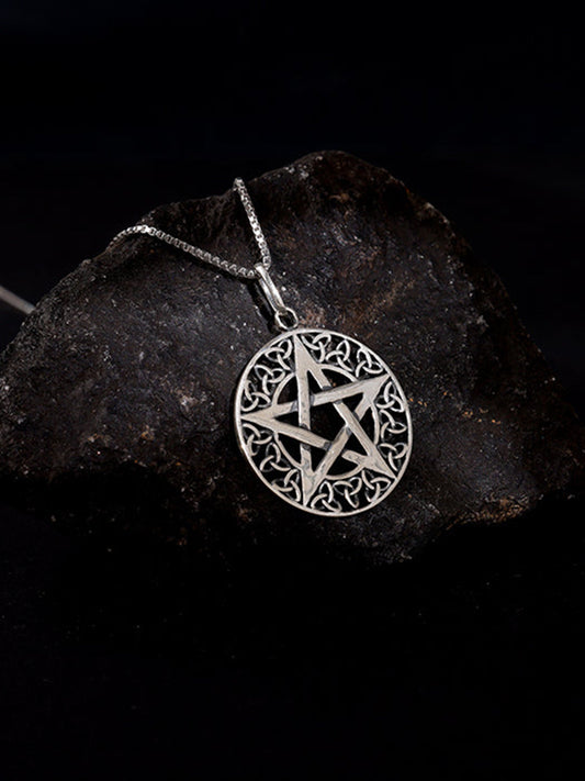 Oxidised Silver Star Pendant With Box Chain For Him