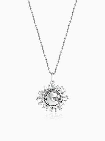 Oxidised Silver Sunborn Horse Pendant With Box Chain For Him